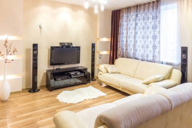 Modern oturma odası iç kanepe ve Tv