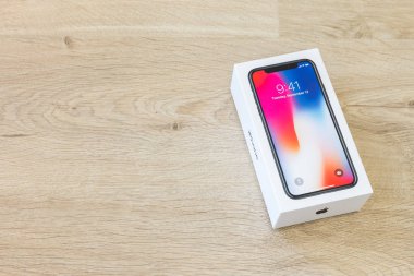 Moskova, Rusya 12 Kasım, 2017: Iphone X akıllı telefon. En son Ap