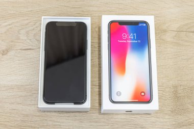 Moskova, Rusya 12 Kasım, 2017: Iphone X akıllı telefon. En son Ap