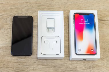Moskova, Rusya 12 Kasım, 2017: Iphone X akıllı telefon. En son Ap