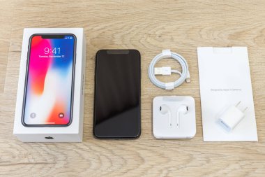 Moskova, Rusya 12 Kasım, 2017: Iphone X akıllı telefon. En son Ap