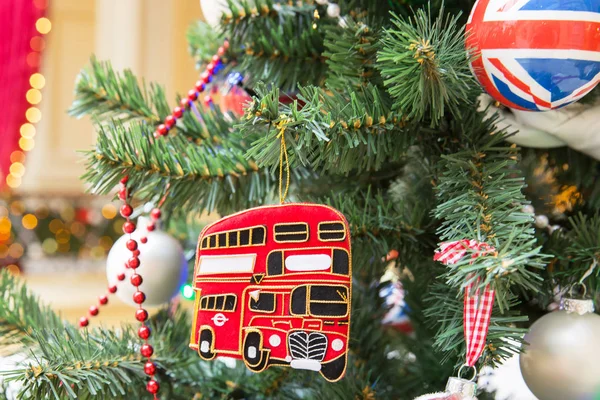 Christmas tree decoration with some british symbols — Stock Photo, Image