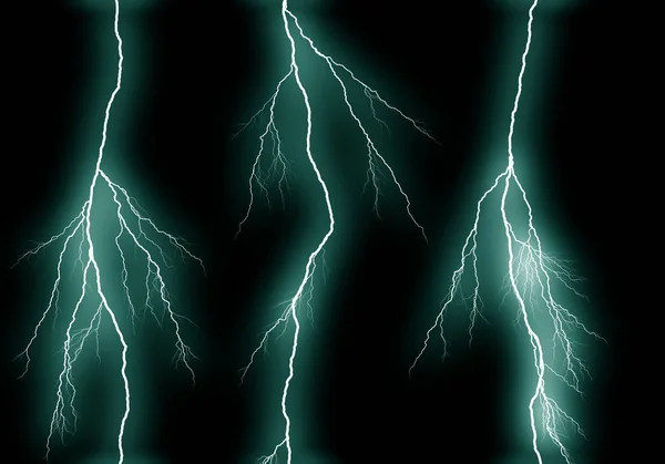 Some different lightning bolts isolated on black — Stock Photo, Image