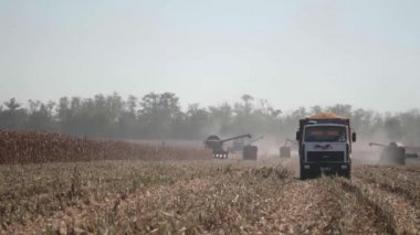 Stavropol, Rusya - 19 Eylül 2017: Hava dron görüntüsünü birleştirme hasat