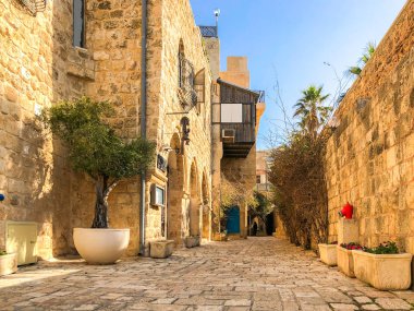 Sanatçı Mahallesi eski Jaffa, İsrail'in antik taş sokakları