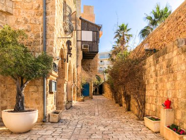 Sanatçı Mahallesi eski Jaffa, İsrail'in antik taş sokakları