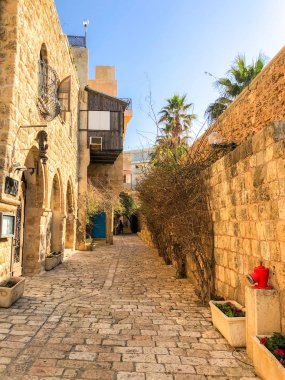 Sanatçı Mahallesi eski Jaffa, İsrail'in antik taş sokakları