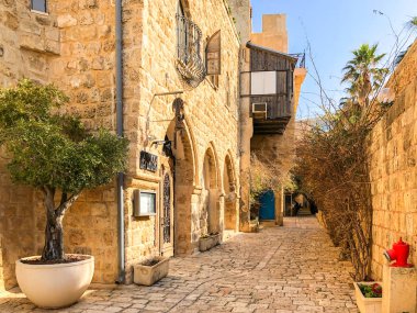 Sanatçı Mahallesi eski Jaffa, İsrail'in antik taş sokakları