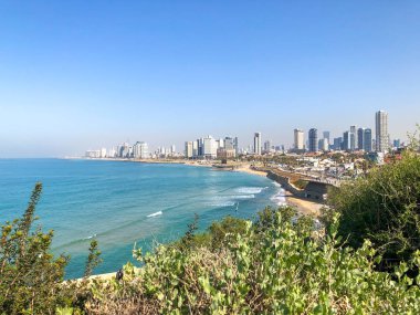 Tel Aviv, İsrail - 21 Ocak 2019: Görünüm, Tel Aviv Yaffa Park bir tepe üzerinde