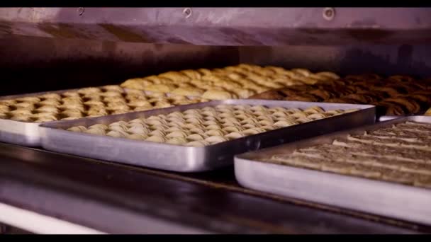 烤美味的土耳其甜巴克拉 — 图库视频影像
