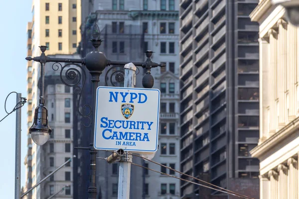 New York City, NY, USA - May 17, 2019: NYPD security surveillance camera an a street in USA — Stock Photo, Image