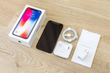 Moskova, Rusya 12 Kasım, 2017: Iphone X akıllı telefon. En son Ap