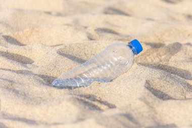 Turist in bıraktığı sahilde plastik şişe