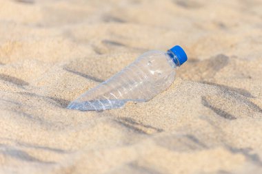 Turist in bıraktığı sahilde plastik şişe