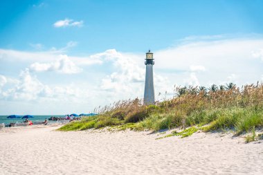 Miami, Usa - 11 Eylül 2019 Cape Florida Deniz Feneri, Key Biscayne, Miami, Florida, Usa