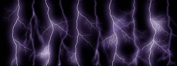 Tunder lightning bolts isolated on black background, abstract electric concept — Stock Photo, Image