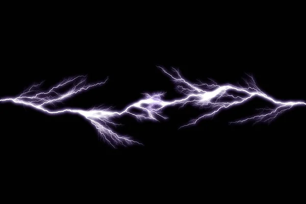 Tunder bliksemschichten geïsoleerd op zwarte achtergrond, illustratie van elektrisch concept — Stockfoto