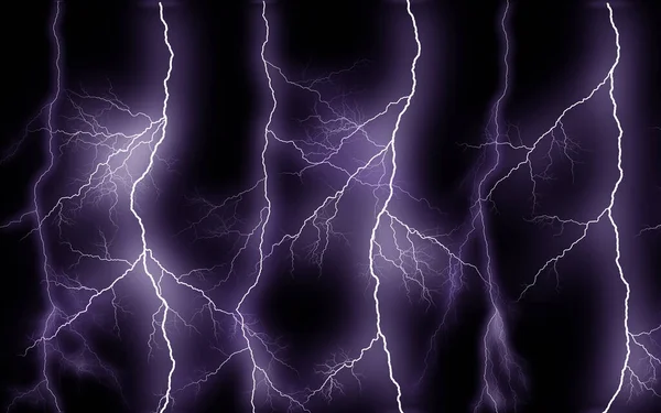 Thunder lightning bolts isolated on black background, abstract electric concept — Stock Photo, Image