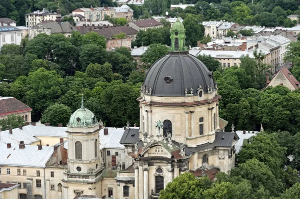 Eucharistiekirche Die Ehemalige Dominikanerkirche Vom Rathaus Lwiw Ukraine Aus Gesehen — Stockfoto
