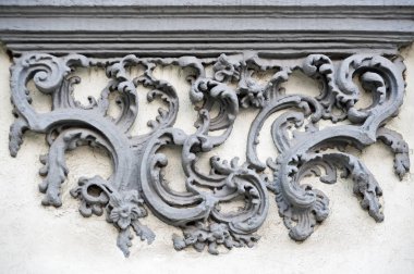 Gray stucco wall decoration on wall