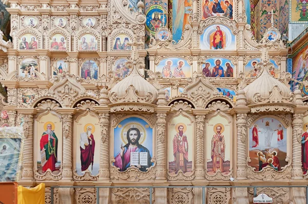 Wooden Iconostasis Newly Built Cathedral Saviors Transfiguration Pochayiv Lavra Ternopil — Stock Photo, Image