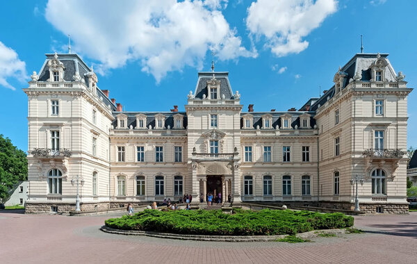 Facade of the Potocki Palace in Lviv, Ukraine.