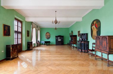 Interior of one of the rooms of the Vyshnivets Palace (XVIII) in Vyshnivets village in Ukraine