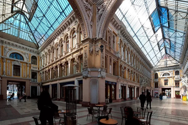 Arcada Comercial Com Esculturas Decorativas Odessa Passagem Uma Passagem Hotel — Fotografia de Stock