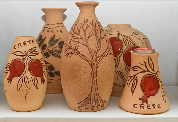 Most Common Greek Souvenirs Ceramic Jugs — Stock Photo, Image
