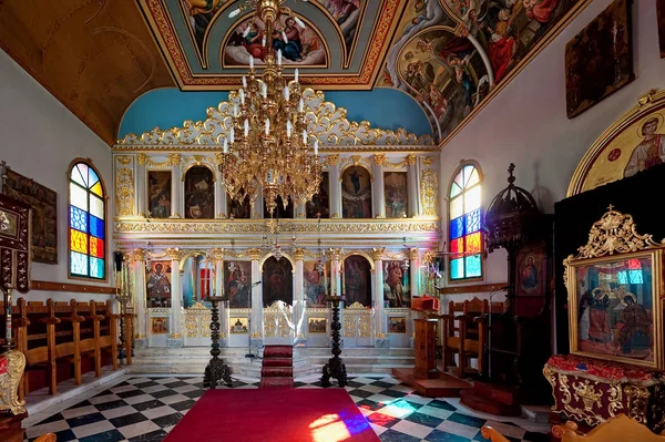 Zakynthos Görögország Június 2015 Belül Ortodox Templom Panagia Chrysopigi Szent — Stock Fotó