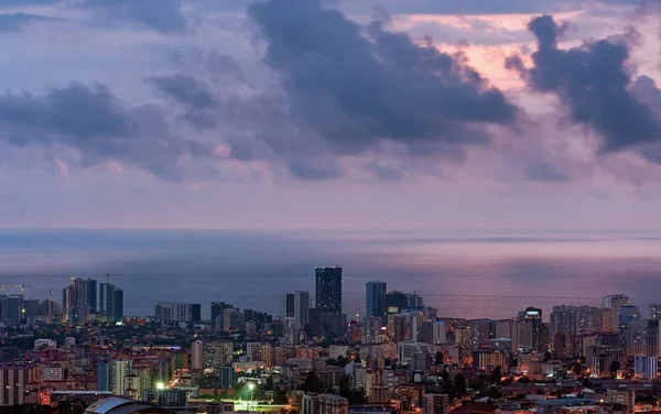 Paysage Urbain Aérien Nuageux Batoumi Géorgie Soir — Photo