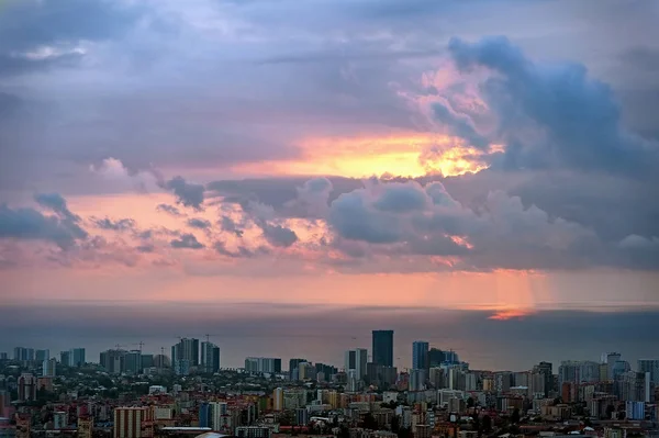Bewölktes Luftbild Von Batumi Georgien Abend — Stockfoto