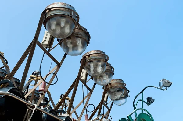 Lampen Rij Van Een Boot Closeup — Stockfoto