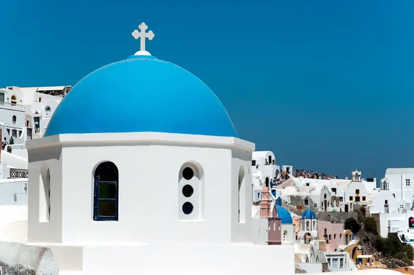 Domo Iglesia Tradicional Oia Santorini Grecia —  Fotos de Stock