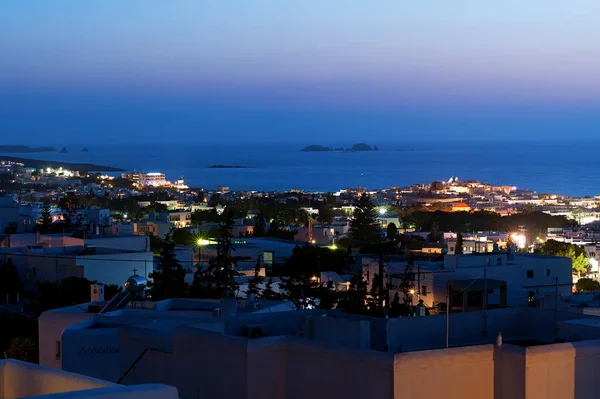 Nachtszene Eines Dorfes Auf Der Insel Paros Griechenland — Stockfoto