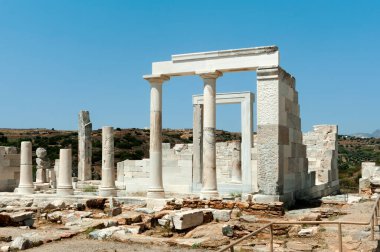 Yunanistan, Naxos Adası, Demeter 'in yıkılmış tapınağının manzarası