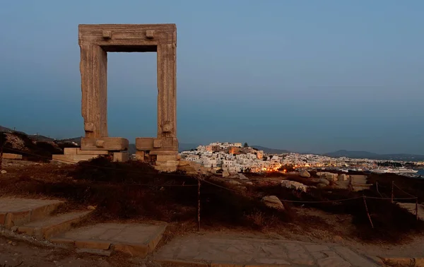 Vue Soir Sur Portara Île Naxos Grèce — Photo