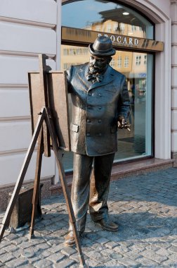 Uzhhorog, Ukrayna - 29 Mart 2017: Uzhhorog, Ukrayna 'da Ignac Roskovics' in heykeli