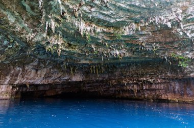 Melissani Cave colorful wall of Cephalonia in Greece