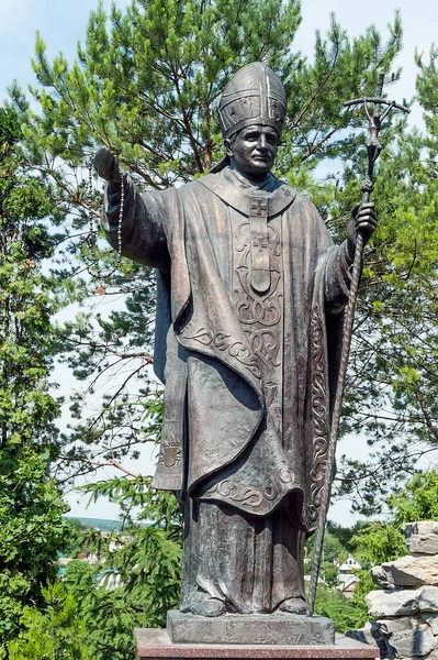 Standbeeld Van Paus Johannes Paulus Kamianets Podilskyi Oekraïne — Stockfoto