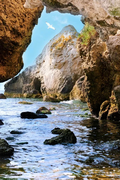 Gruta Piedra Del Mar Azov Ucrania —  Fotos de Stock