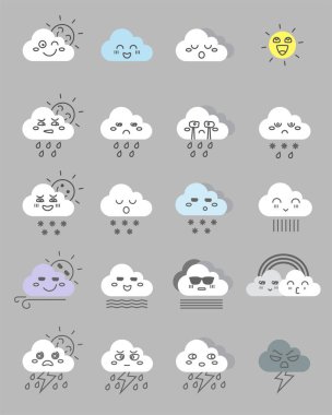 Şirin ifade simgesi bulut simgesinin 