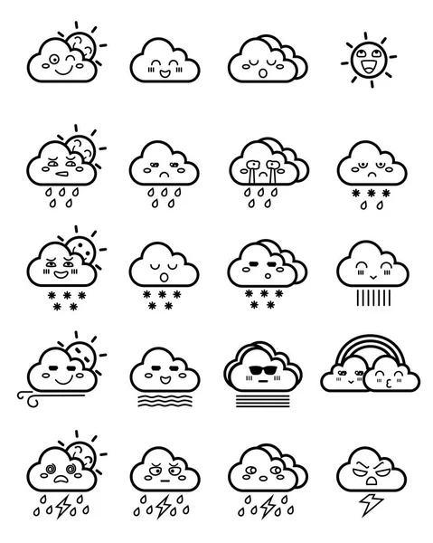 Cute Emoticon Icon Cloud Icon White Background — Stock Vector
