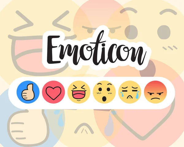Emoticons Reaktionen Den Sozialen Medien — Stockvektor