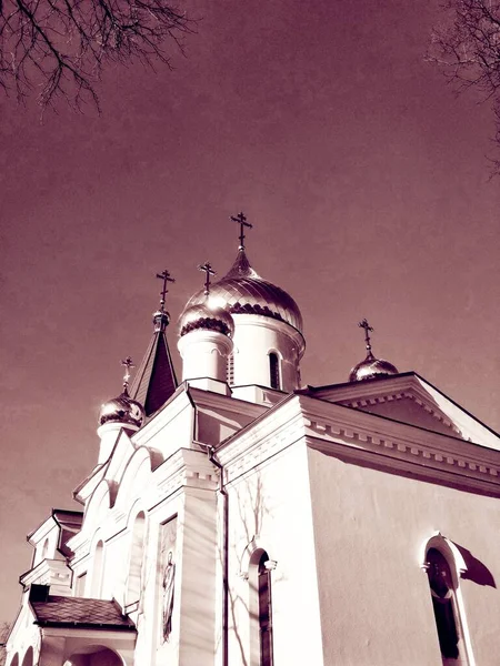 Orthodox Church Shining Domes — Stock Photo, Image