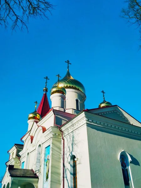 Orthodox Church Shining Domes — Stock Photo, Image