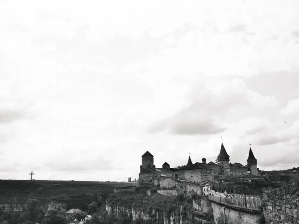 Old Fortress Background Blue Cloudy Sky Kamenets Podolsky Ukraine — Stock Photo, Image