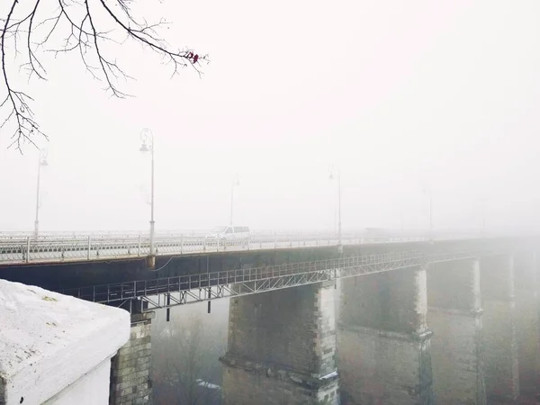Puente Sobre Cañón Día Aburrido Invierno Kamenets Podolsky Ucrania — Foto de Stock