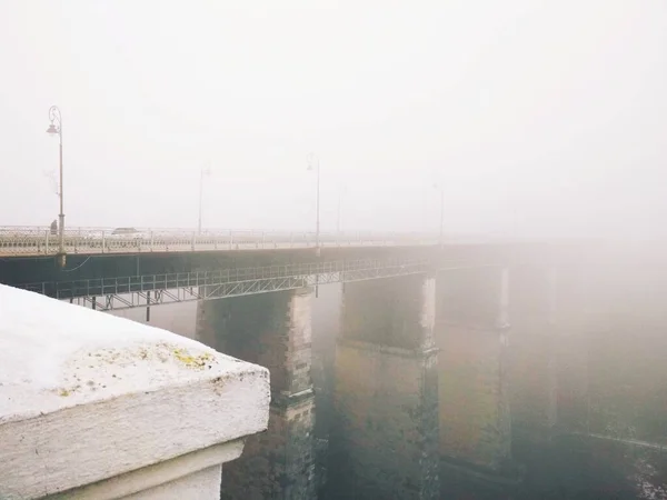 Bridge Canyon Dull Foggy Winter Day Kamenets Podolsky Ukraine — Stock Photo, Image