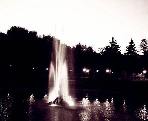 Colorful Fountain Night Kamenets Podolsky Ukraine — Stock Photo, Image